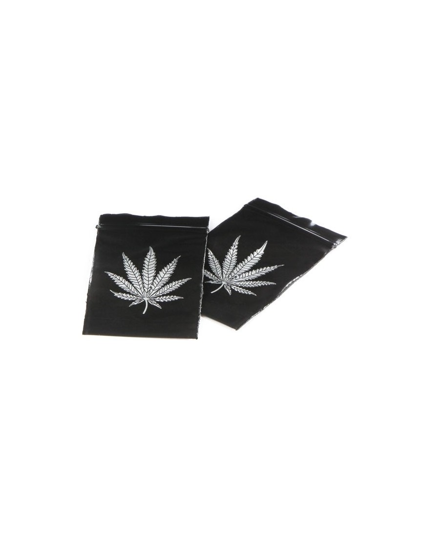 Black zip bag with leaf Cannabis♪